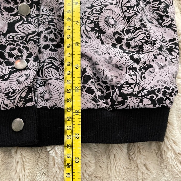 Free People Black Floral Snap Bomber Jacket. - Picture 6 of 14
